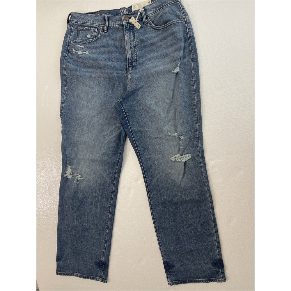 Ana A New Approach Highest Rise Vintage Straight Distressed Blue Jeans 16 New